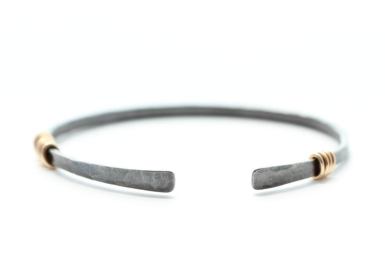 Sterling Silver Bracelet With 14k Gold Rings