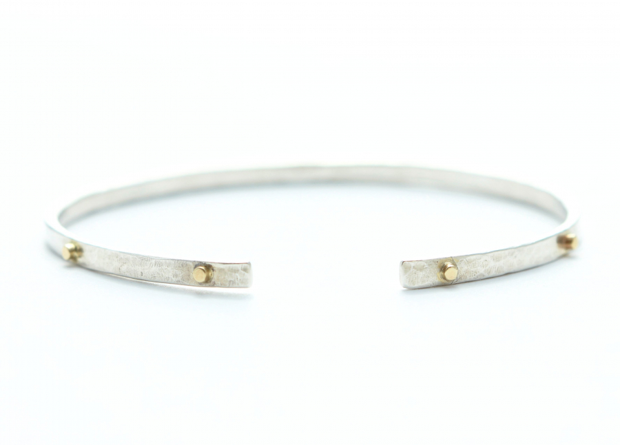 Thin Hammered Cuff Bracelet With 8 Gold Wires