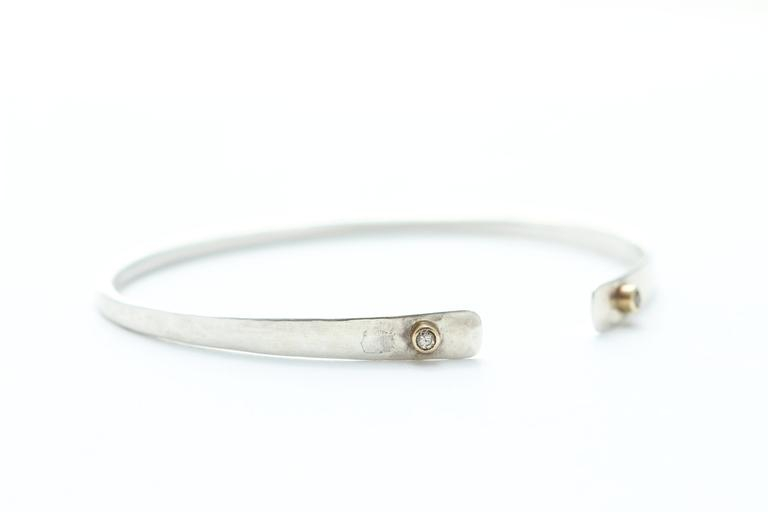 Sterling Silver Bracelet With Gold Tubes And Champagne Diamonds