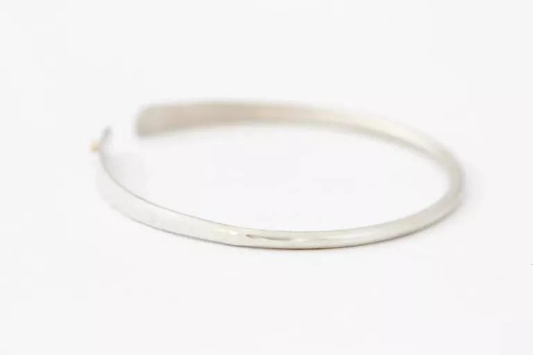 Hammered Sterling Silver Bracelet With Three 14k Goldies