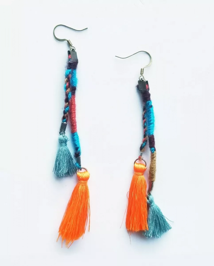 Unique  long thread colorful earrings