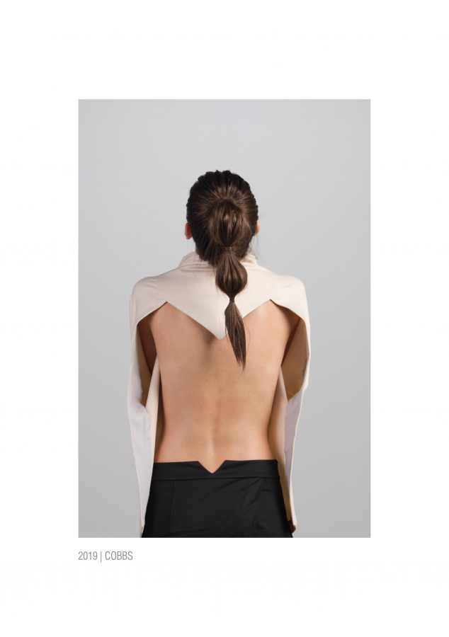 Geometrical Cream Blouse With Open Back