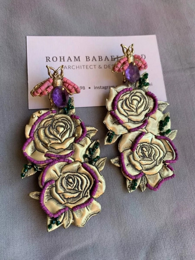 Exotic Floral Earrings Double Flower-mache