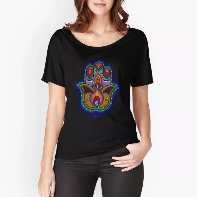 Persian Illustration Hamsa Patterned Illustration Girl T-shirt In 3 Colors