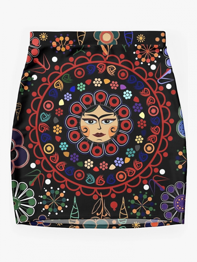 Persian Illustration Fun Sun Black Skirt