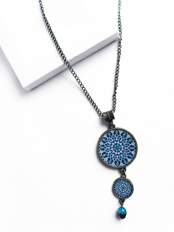 SEPIDEH necklace with ancient Persian tile design - Oriental - Mediterranean