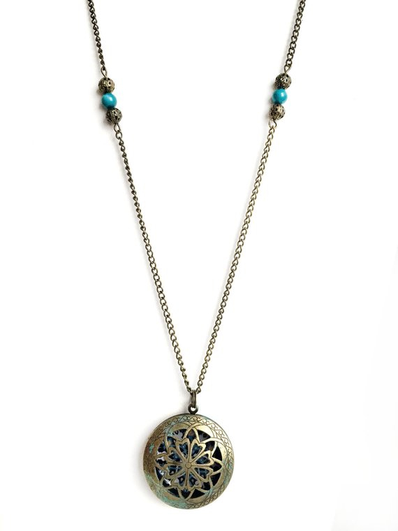 Soltan Locket Necklace With Ancient Persian Tile Design - Historic - Persian Treasure