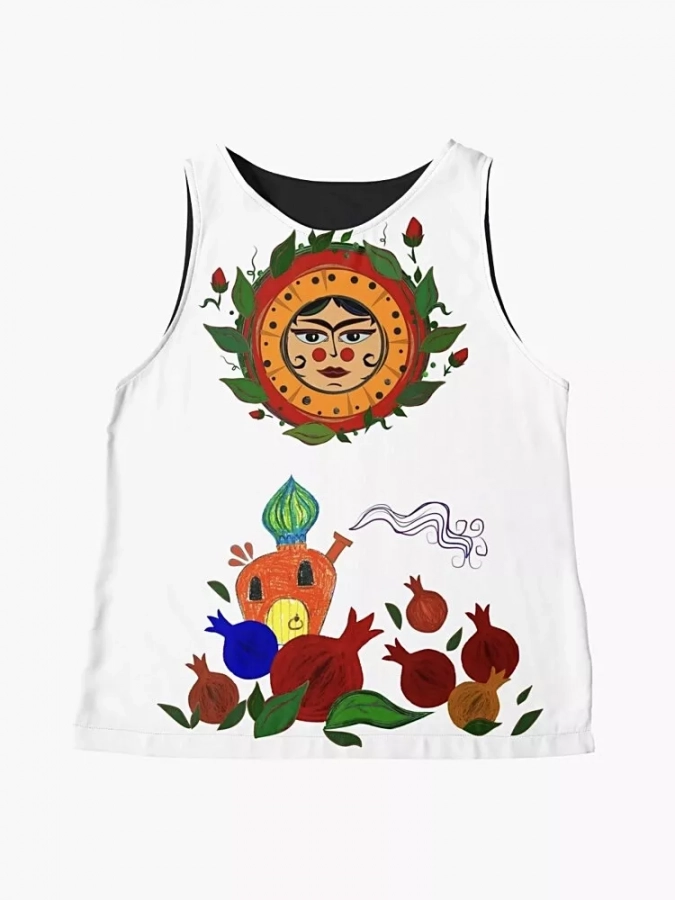 Persian Illustration Pomegranate Party White Top