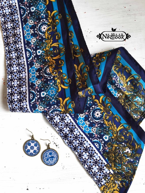 PARISA earrings, non-matching with Persian pattern - Persian tile design Earrings - Persian jewelry- Oriental - asymmetric