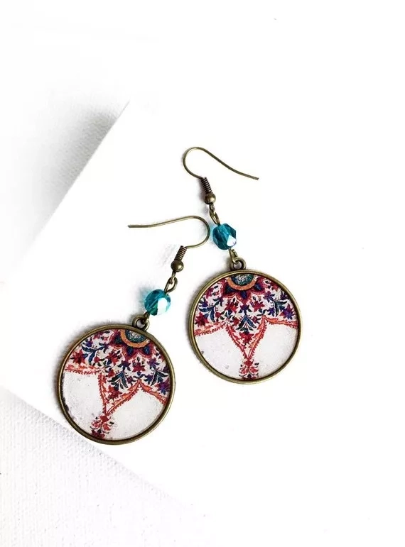 AZIN earrings - Persian tile design Earrings - Persian jewelry- Oriental
