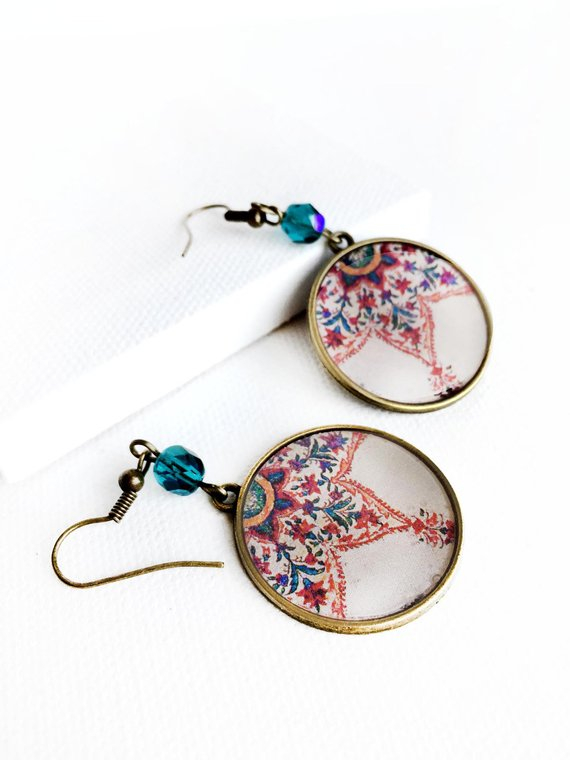 AZIN earrings - Persian tile design Earrings - Persian jewelry- Oriental