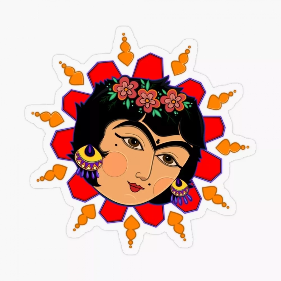 Persian Illustration Khorshid Khatoon Patterned Magnet Sticker