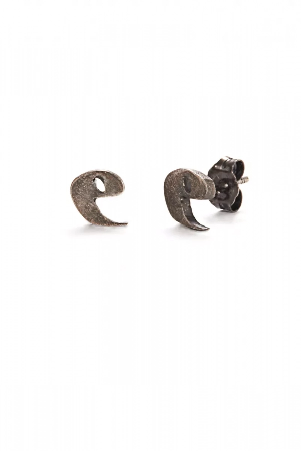 Initial Mini Stud Silver Earrings Letters In Persian And English Calligraphy 