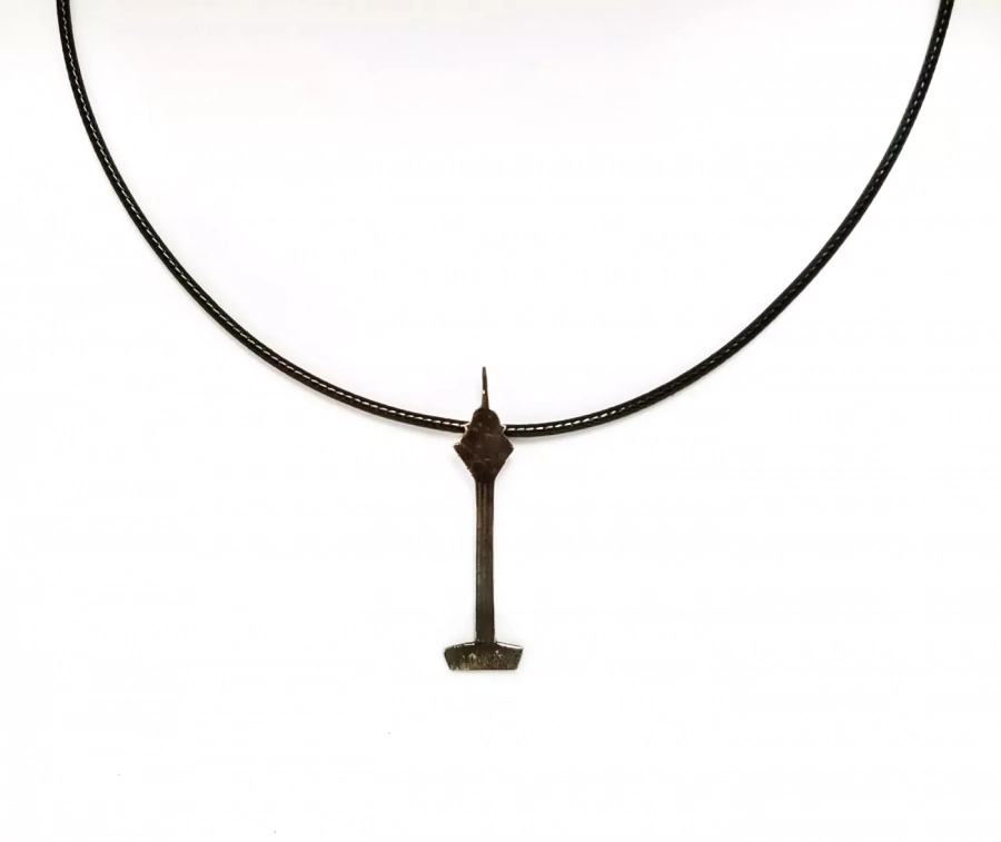 Minimal Milad Tower handmade with silver and leather 
