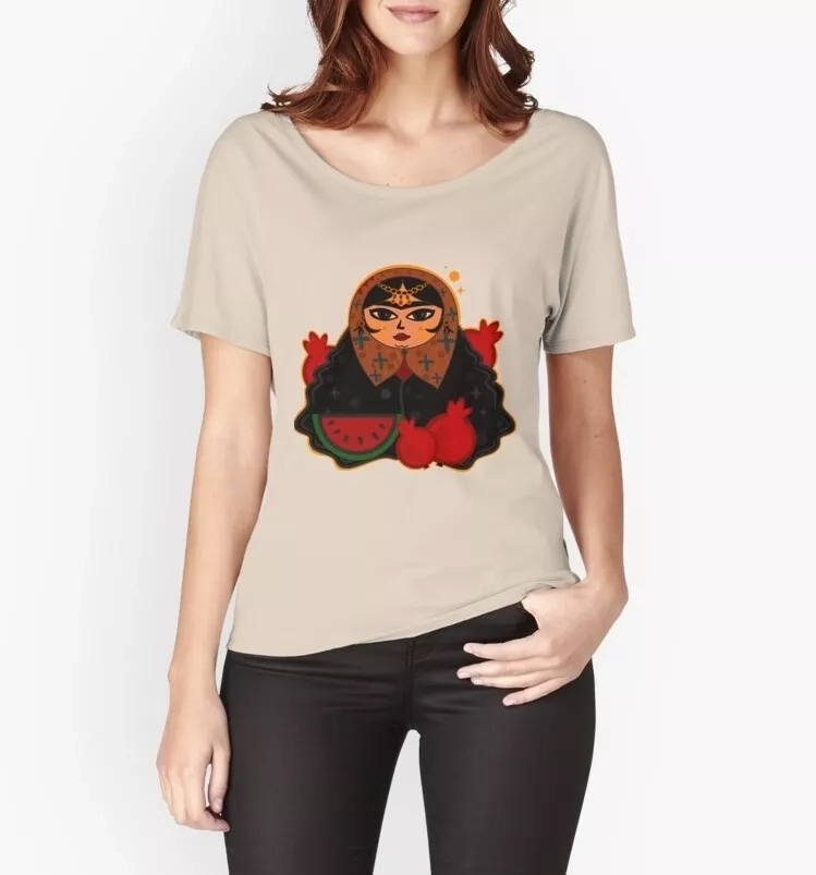 Persian Illustration Khanoom Kuchik Longer Sleeve Women's T-shirt 