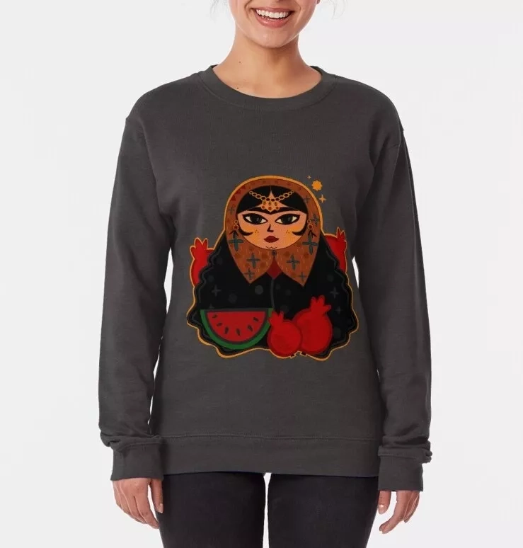 Persian illustration khanoom kuchik women’s sweatshirt
