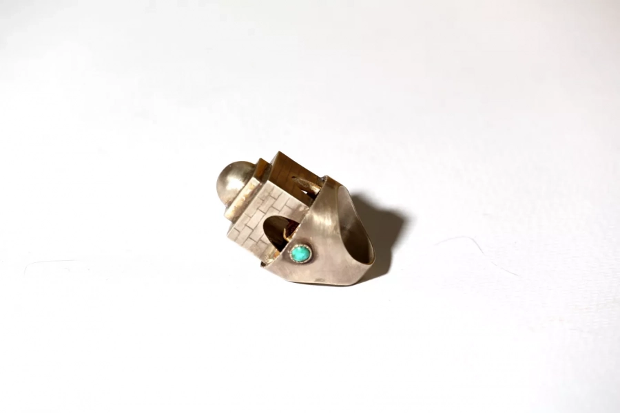 Handmade Silver Atashkadeh Persian Neyshabour turquoise Design Ring