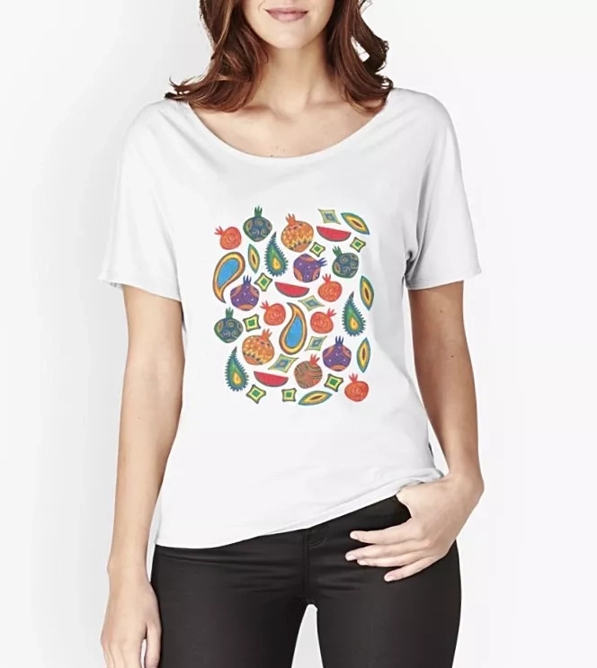 Persian Illustration Fun Pomegranate Yalda White T-shirt