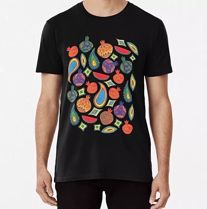 Persian Illustration Fun Pomegranate Yalda Black Men's T-shirt 