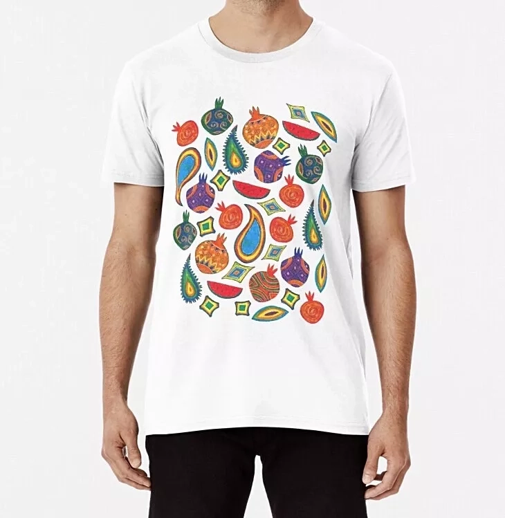 Persian Illustration Fun Pomegranate Yalda White Men's T-shirt