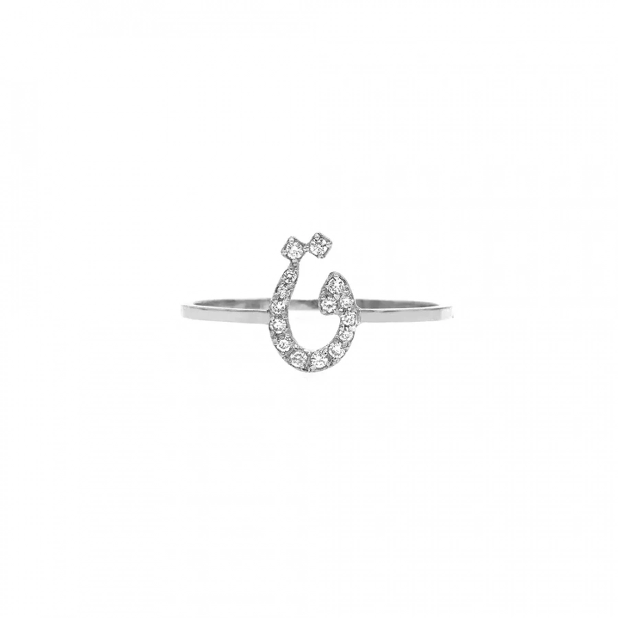 Tiny Treasures Perso – Arabic Initial Pave Ring