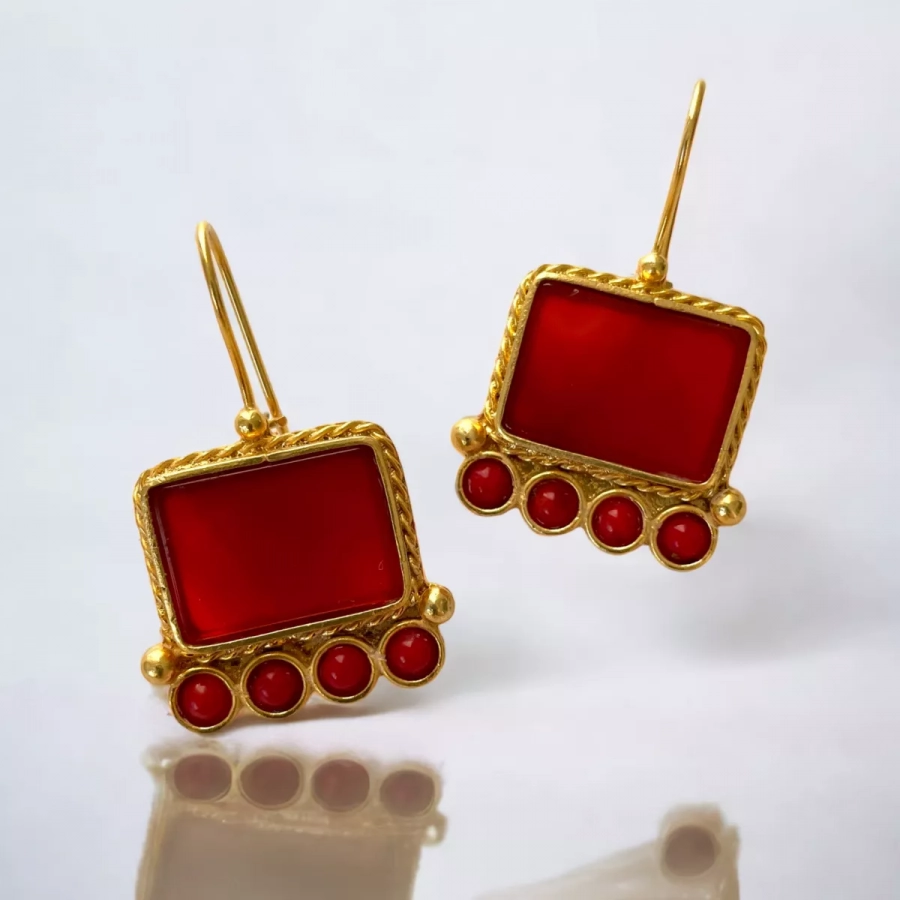 BOTE A MANO - Red Agate Earrings