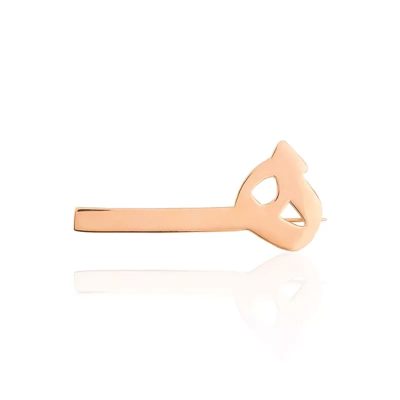Rose gold- plated silver Tie pin with the letter H