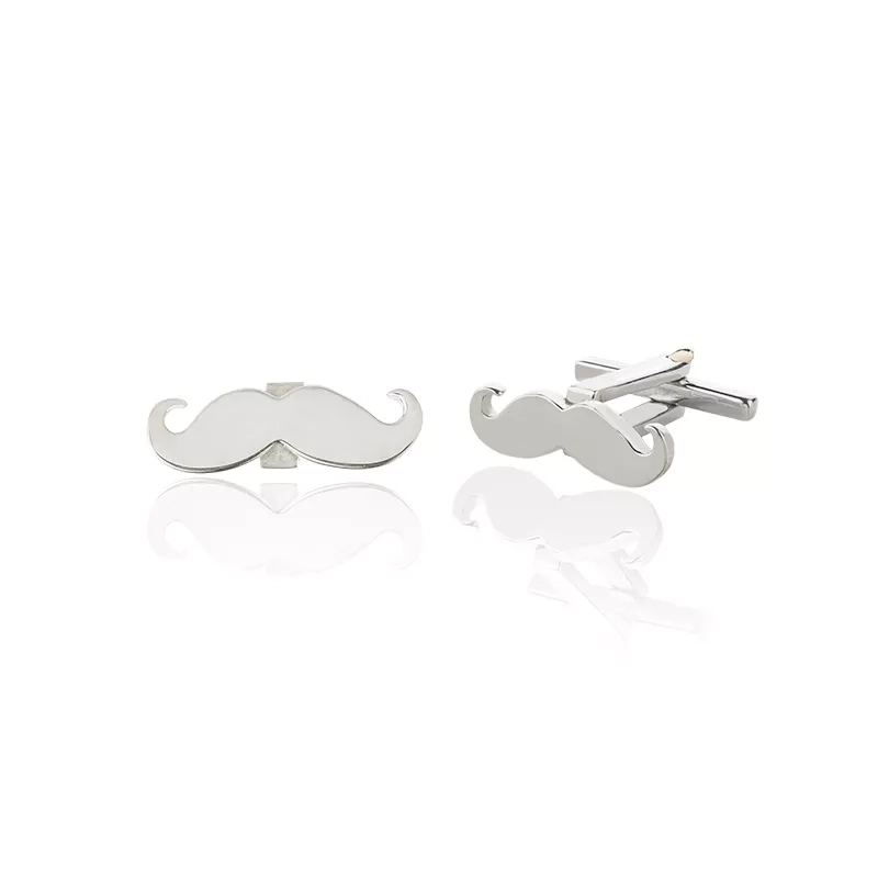 Silver mustache shape cufflinks