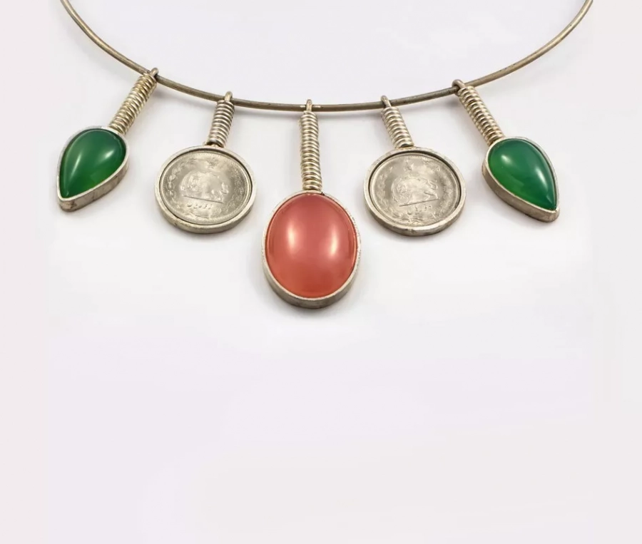 Persian Shiro Khorshid Necklace With Coin and  Stone