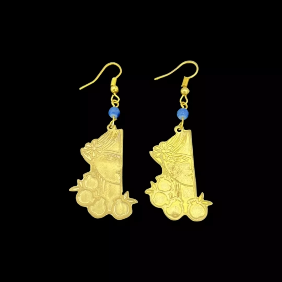 Brass Persian Girl face  earrings 2