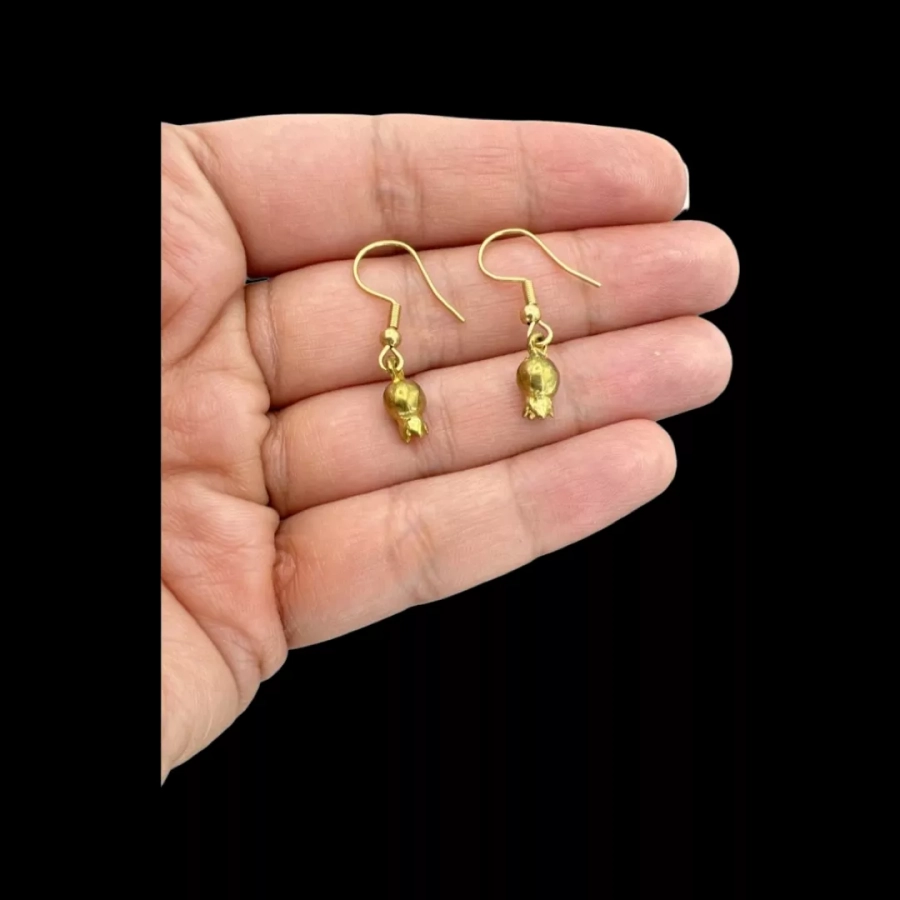 Brass Tiny Pomegranate  earrings