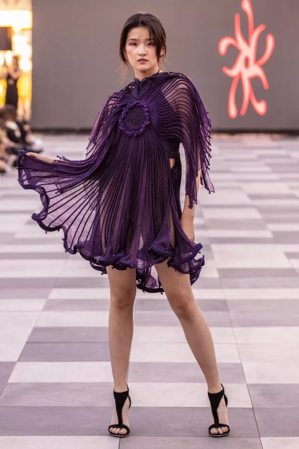 Purple Corded Short Dress TenTen