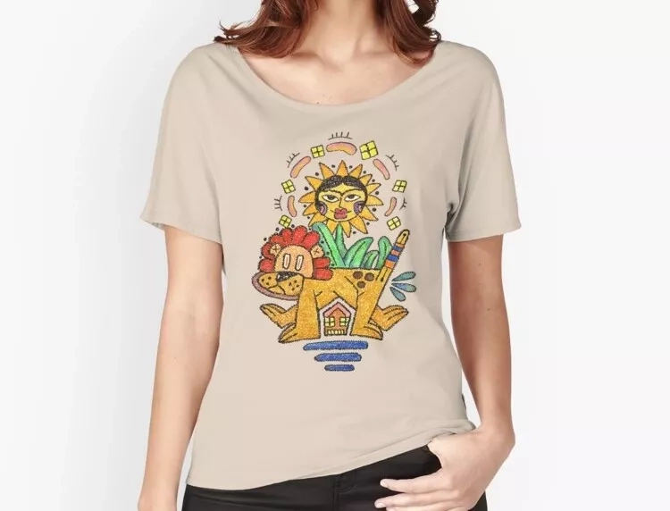 Persian Illustration funny shiro khorshid painting Medium Sleeve Girl T-shirt In 3 Colors