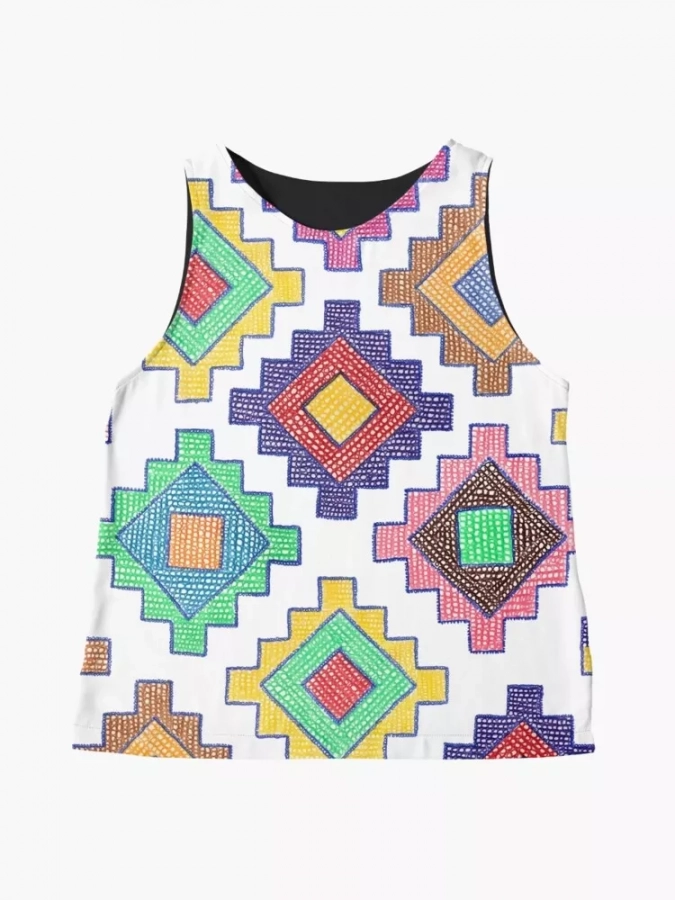  Persian Old Pattern Esfahan Colorful Illustration White Top